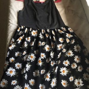 Gray Sleeveless Sunflower Dress